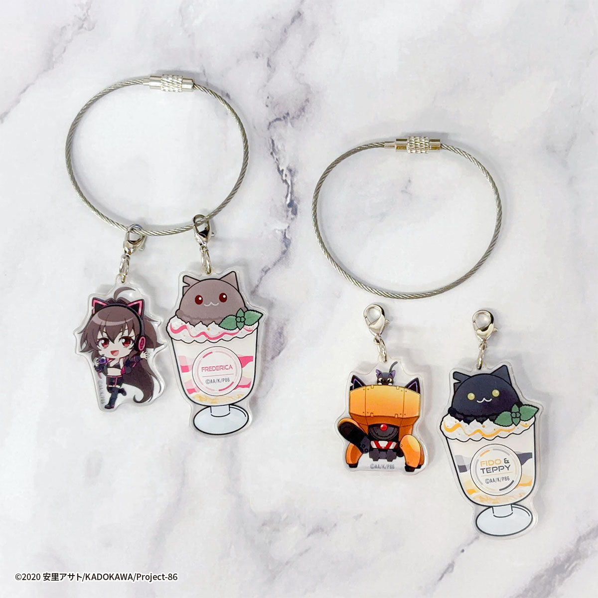 [※Blind](Goods - Charm) 86 EIGHTY-SIX x COLLABOCAFEHONPO BLANC 2025 Trading Chibi Acrylic Cable Charm (9 Types Total)