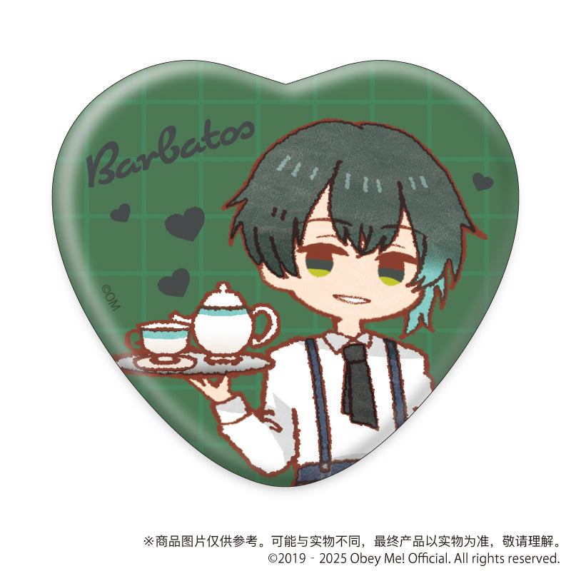 (1BOX=5)(Goods - Badge) Obey Me! Nightbringer Heart-shaped Button Badge 02 White Day ver. (Retro Art)