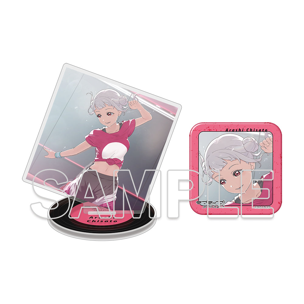 (Goods - Acrylic Stand) Love Live! Superstar!! Square Acrylic Plate & Tin Badge Set ~Behind the ”Aspire”~ - Chisato Arashi