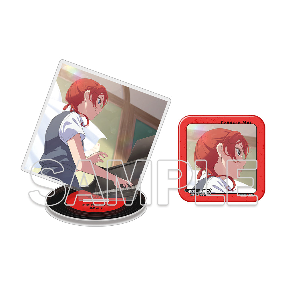 (Goods - Acrylic Stand) Love Live! Superstar!! Square Acrylic Plate & Tin Badge Set ~Behind the ”Aspire”~ - Mei Yoneme