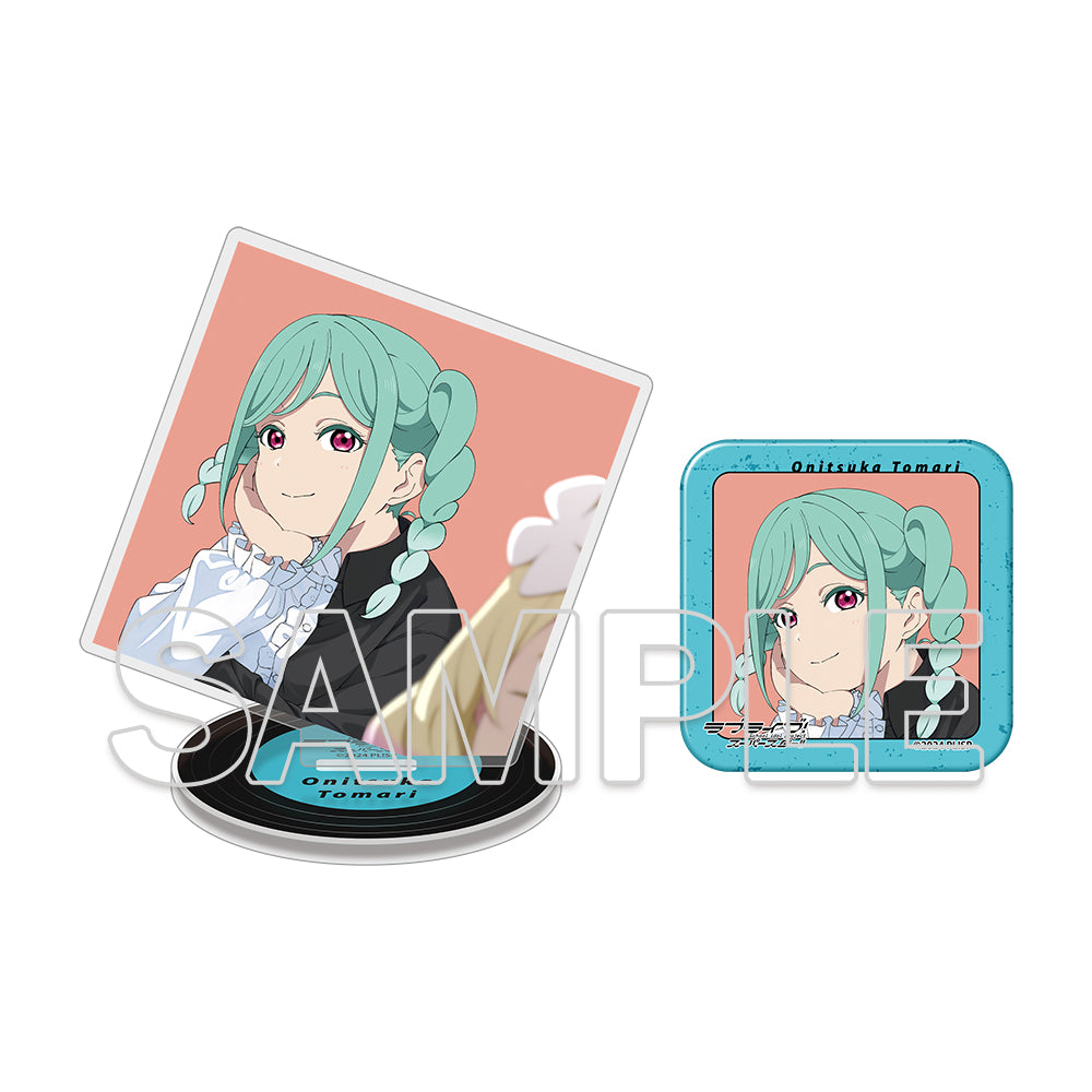(Goods - Acrylic Stand) Love Live! Superstar!! Square Acrylic Plate & Tin Badge Set ~Behind the ”Aspire”~ - Tomari Onitsuka