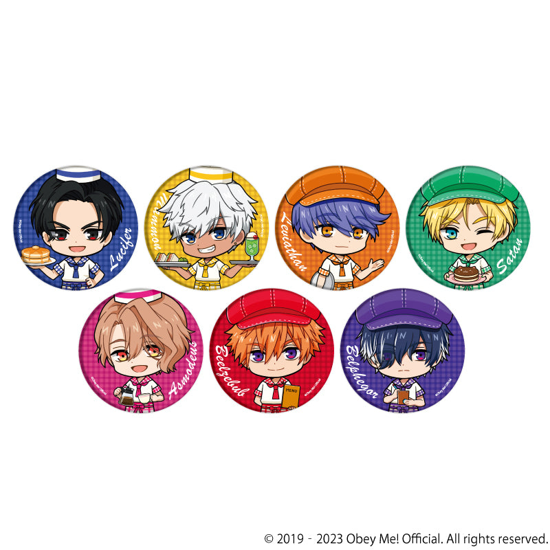 (1BOX=7)(Goods - Badge) Button Badge Obey Me! 08 / Cafe ver. Complete BOX (7 Types Total)(Chibi Art)