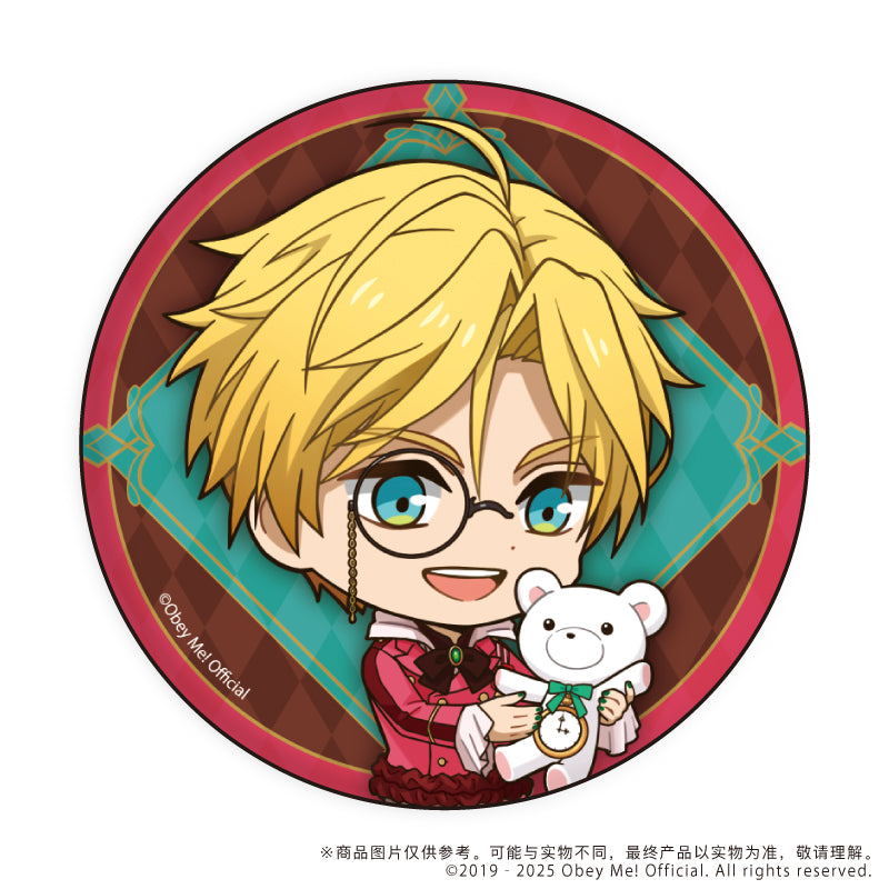 (1BOX=7)(Goods - Badge) Button Badge Obey Me! 10 - Valentine Ver. (Chibi Art)