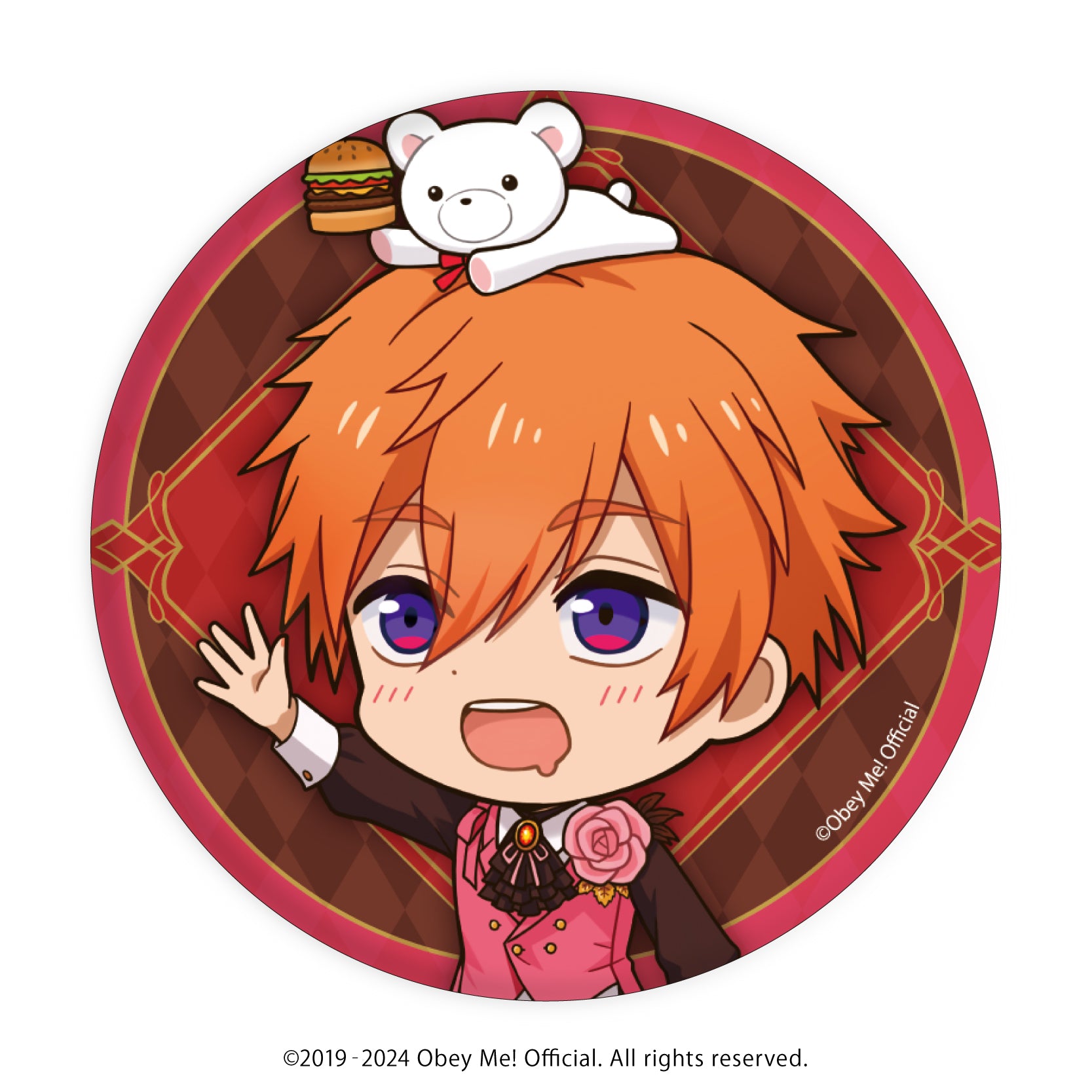 (1BOX=7)(Goods - Badge) Button Badge Obey Me! 10 - Valentine Ver. (Chibi Art)