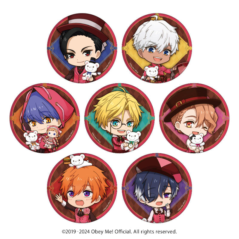 (1BOX=7)(Goods - Badge) Button Badge Obey Me! 10 - Valentine Ver. (Chibi Art)