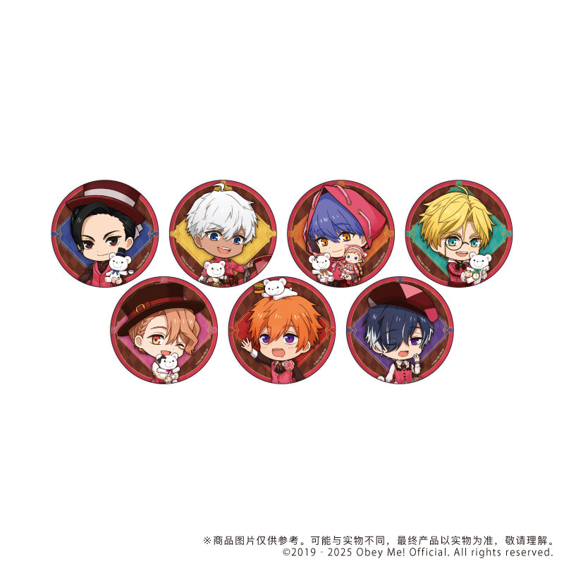 (1BOX=7)(Goods - Badge) Button Badge Obey Me! 10 - Valentine Ver. (Chibi Art)