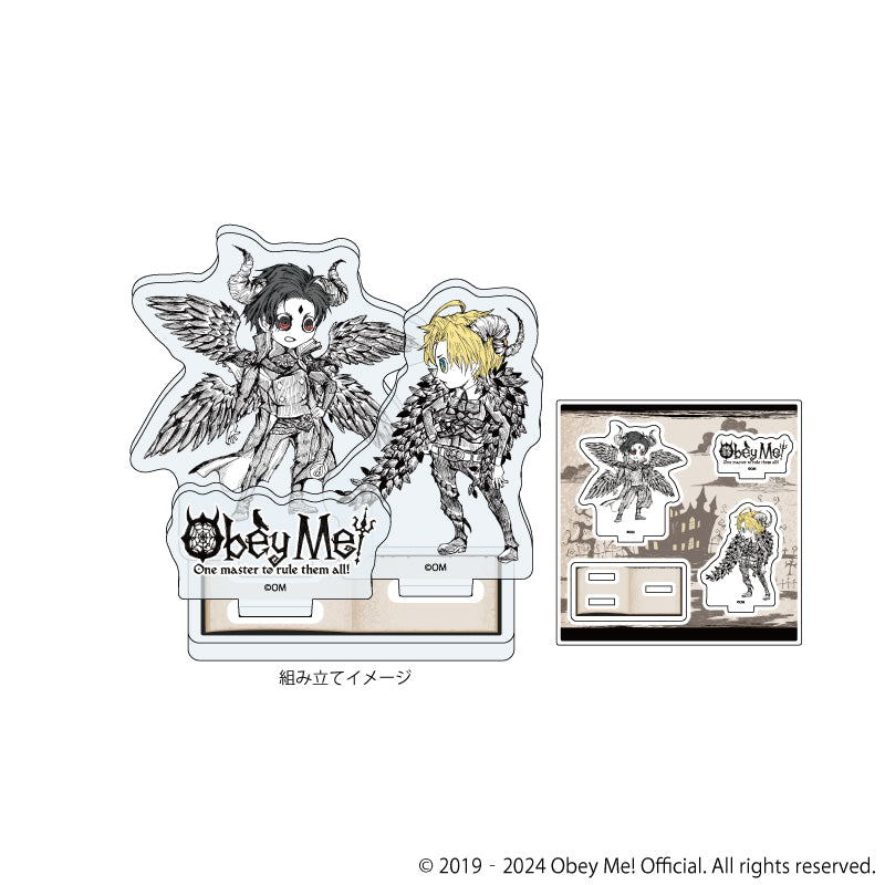 (Goods - Stand Pop) Obey Me! Acrylic Stand Plate 01 - Lucifer & Satan (Mini Character Art)