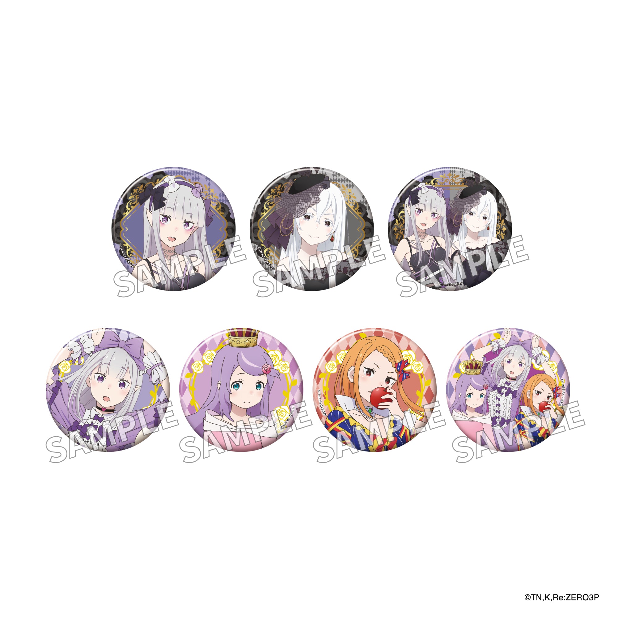 (1BOX=7)(Goods - Badge) Re:ZERO - Starting Life in Another World Tradable Glimmering Tin Badge Collection Girls’ Party ver. PACK