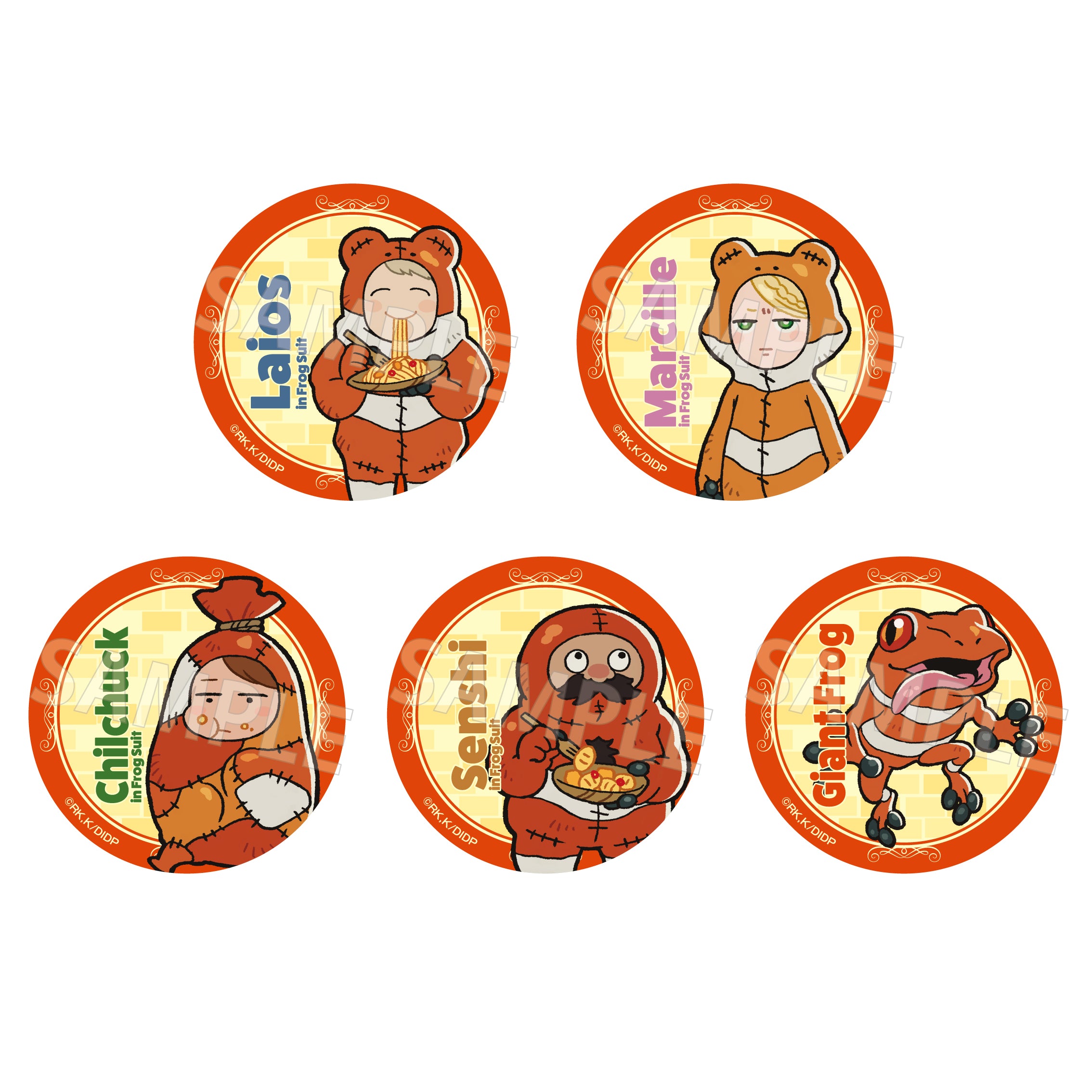 (1BOX=5)(Goods - Badge) Delicious in Dungeon Tradable Tin Badge Frog Suit Ver. PACK