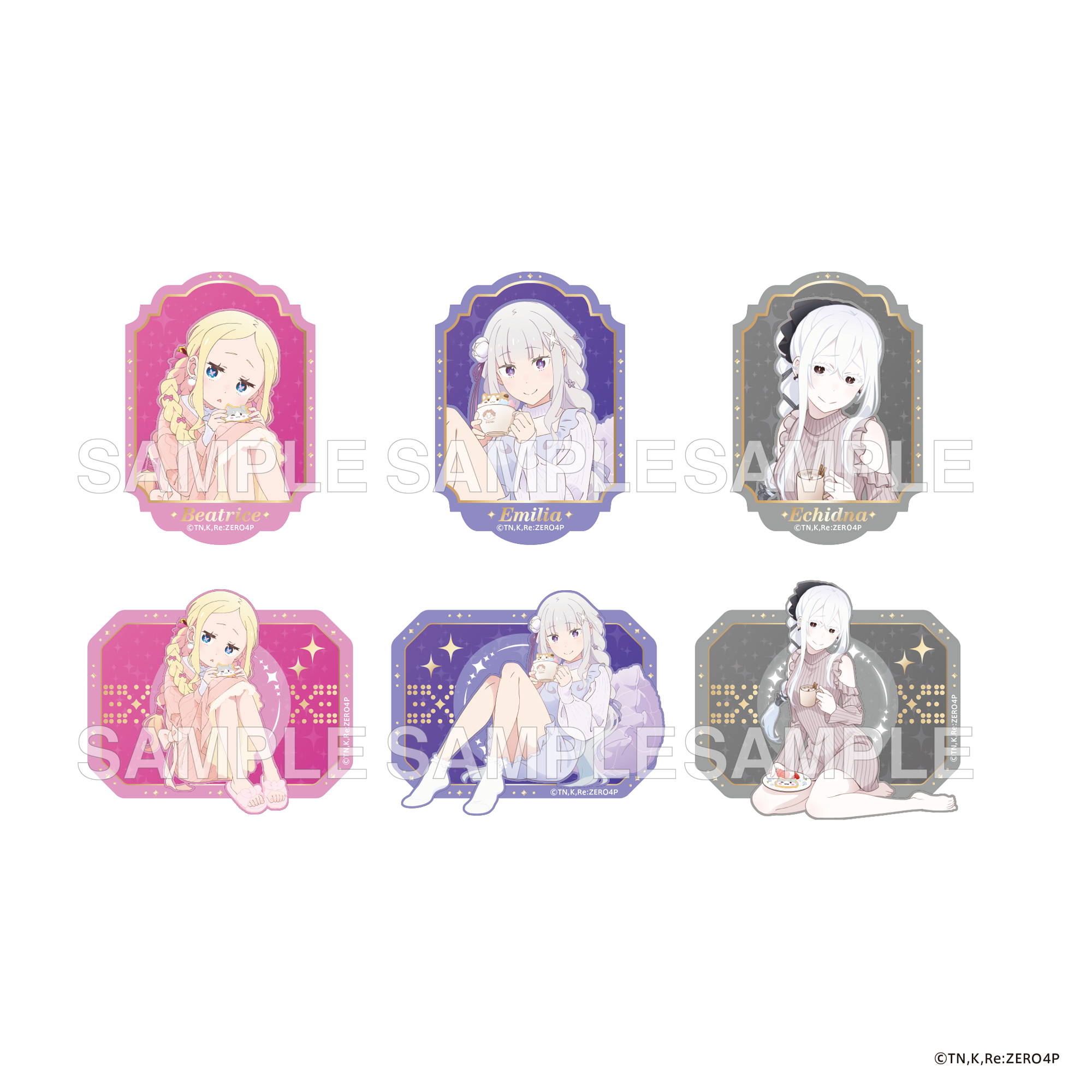 (1BOX=6)(Goods - Badge) "Re:ZERO -Starting Life in Another World-" Tradable Glimmering Acrylic Badges Emilia's Birthday Celebration 2025 ver. PACK
