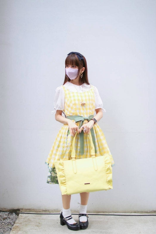 (Goods - Itabag) Luna Haruna x REA RARE Collab OSHI TO DATE (Date With Your Fave) Frilled Tote Bag Vanilla [REA RARE]