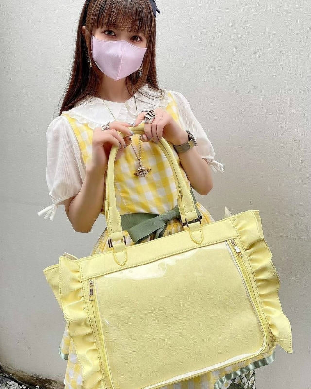 (Goods - Itabag) Luna Haruna x REA RARE Collab OSHI TO DATE (Date With Your Fave) Frilled Tote Bag Apple [REA RARE]