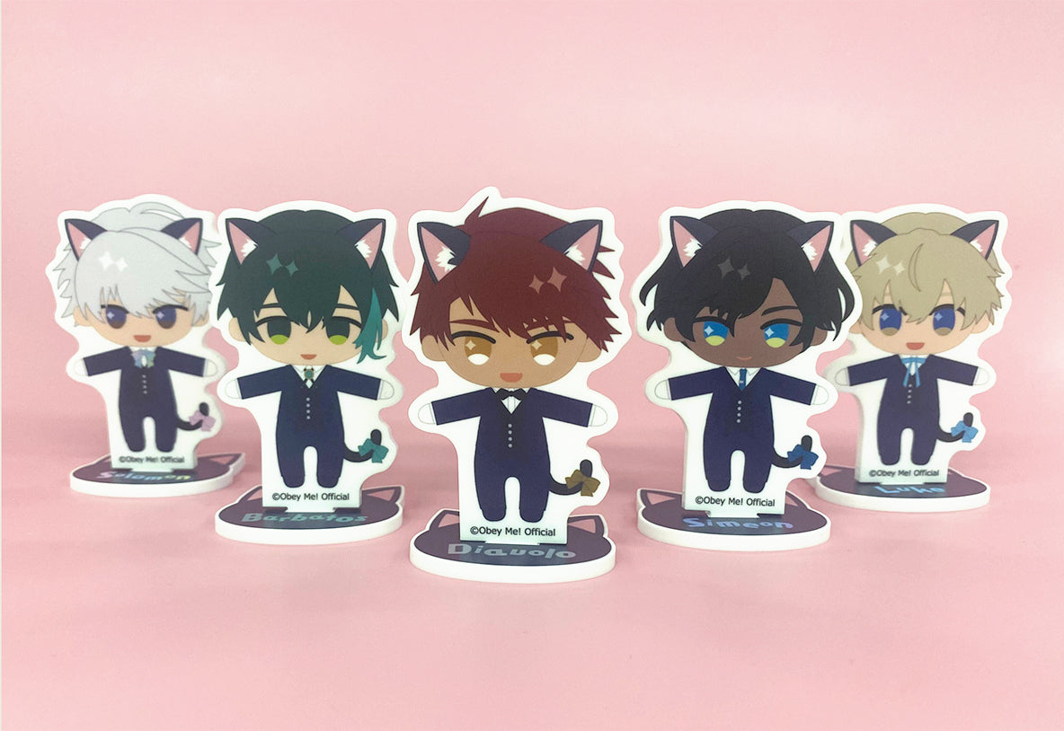 [※Blind](Goods - Stand Pop) Obey Me! Black Cat Butler Cafe Trading Reversible Acrylic Stand